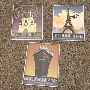 Vintage Disney Art Prints - travel around the world, Paris, cruise Disney castle